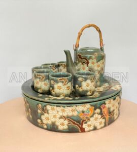 Bộ Bình Trà Gốm | Họa Tiết Hoa Mai