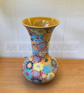 Bình Gốm Cổ Cao Miệng Loe | Họa Tiết Bách Hoa
