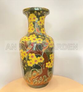 Bình Gốm Lục Bình | Họa Tiết Hoa Mai Vàng, Chim Điểu