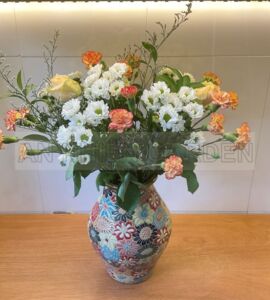 Bình Gốm Quả Trám Miệng Loe | Họa Tiết Bách Hoa