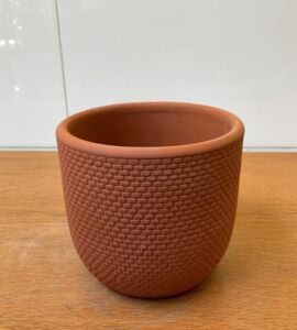 Bộ 2 Chậu Đất Nung Họa Tiết Caro | Màu Đỏ Gạch