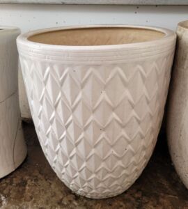 Chậu Sứ Cao Hoạ Tiết Chevron | Màu Trắng