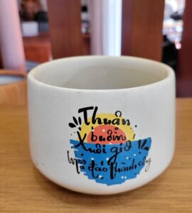 Chậu Sứ Bầu In Hình | Màu Trắng